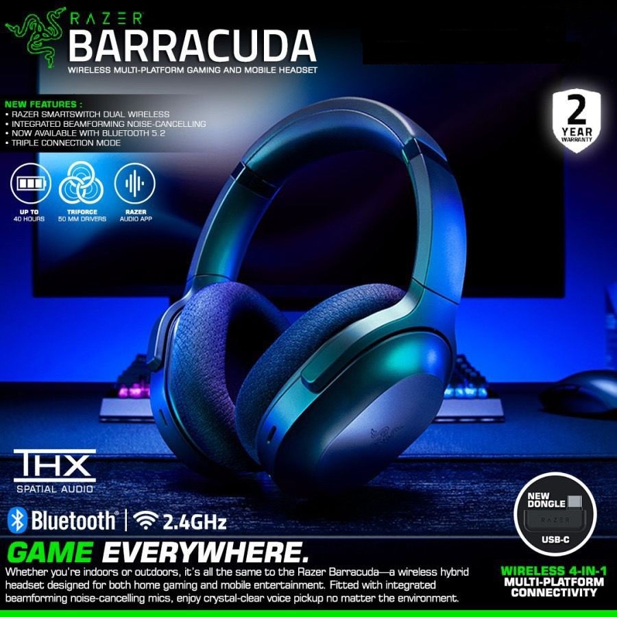 Tai nghe Razer Barracuda-Wireless Multi-platform Gaming and Mobile Headset_Mới, hàng chính hãng