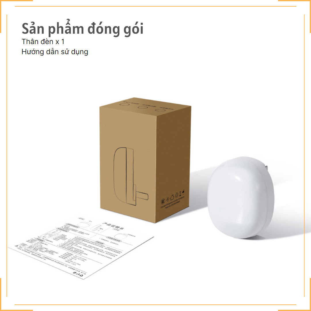 Đèn ngủ Cắm điện Ánh sáng vàng Hình Ovan