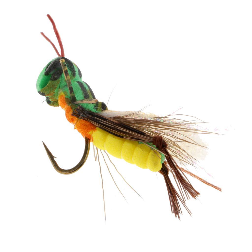 2pcs Grasshopper Handmade Fly Fishing Lures Floating Fly Fishing Flies