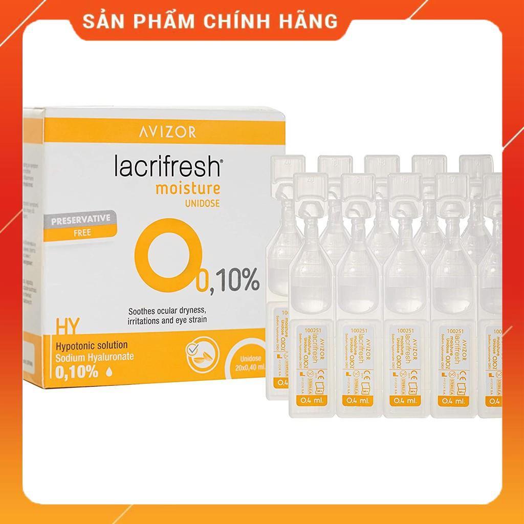 Nước nhỏ mắt, nước mắt nhân tạo lens kính áp tròng Avizor Lacrifresh Comfort Unidose 20 tuýp 0.4ml/hộp