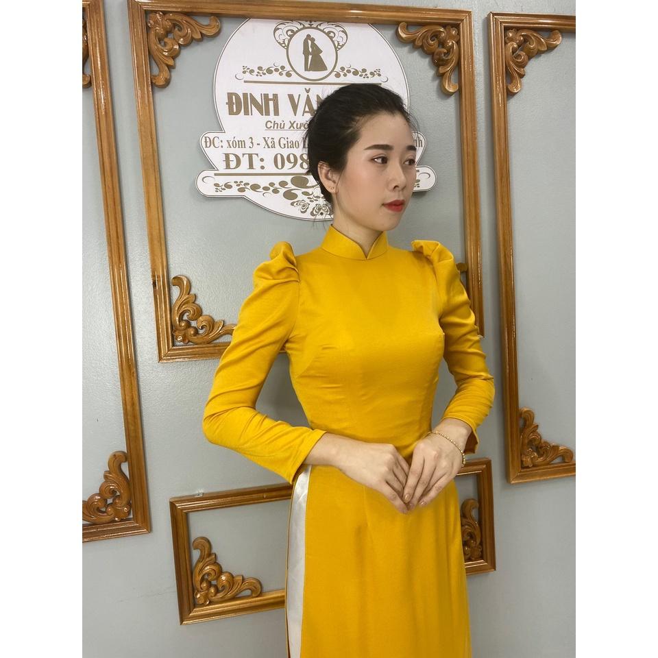 Áo dài tây thi trơn cao cấp_Duy Chinh_ADTT0004_Tông Màu Vàng