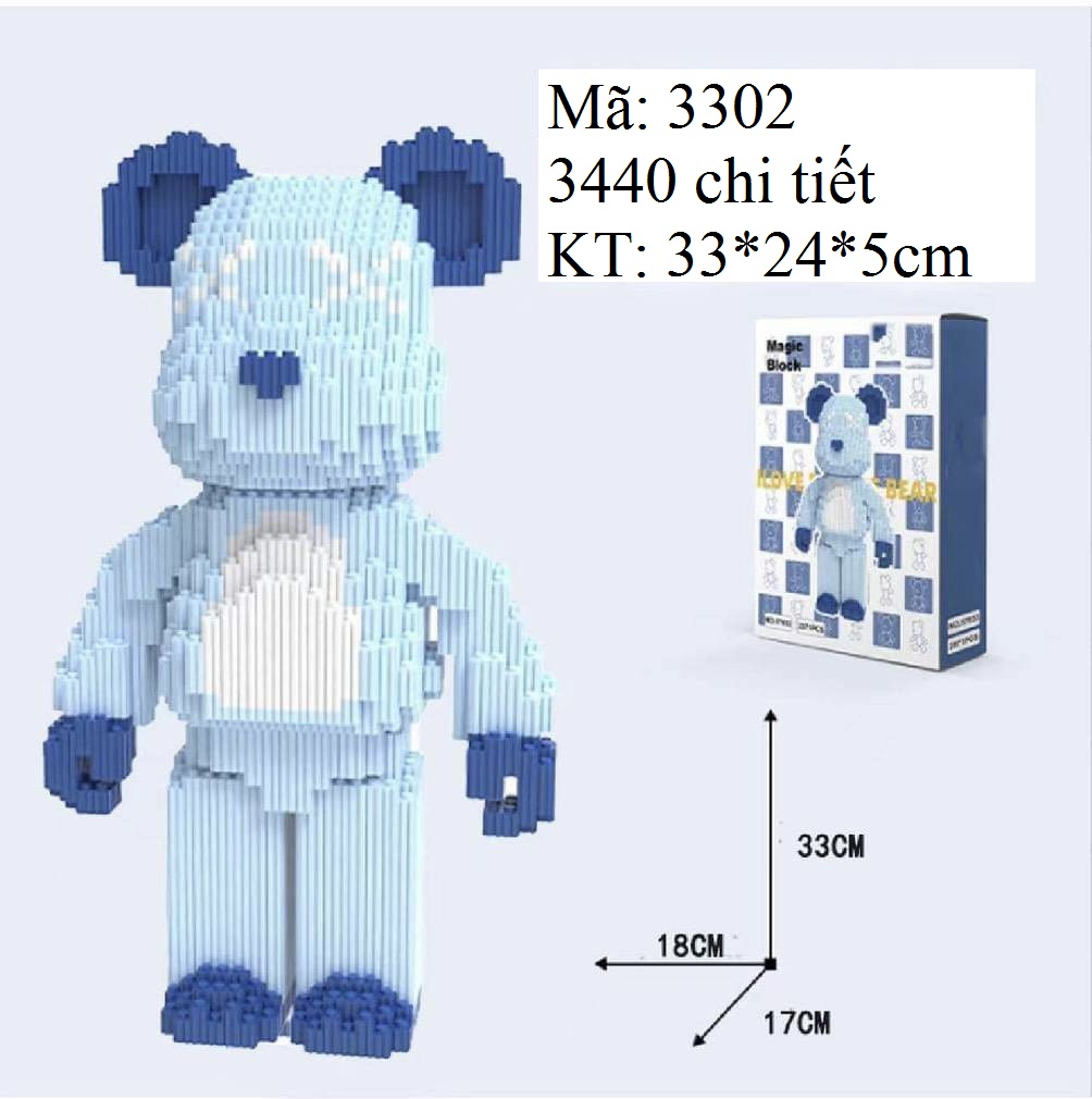 Mô hình lắp ráp gấu Bearbrick size lớn 30cm đến 55cm