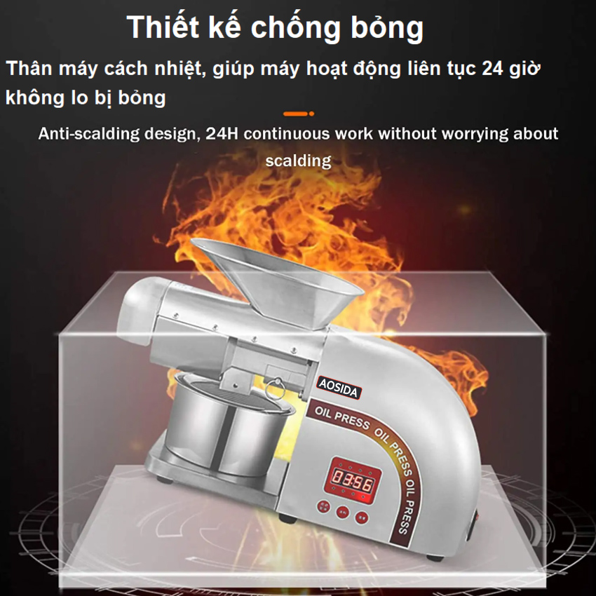 Máy ép dầu thực vật nóng và lạnh thương hiệu Anh Quốc cao cấp Aosida WF-ZN168 - Công suất 1800W - Hàng Chính Hãng