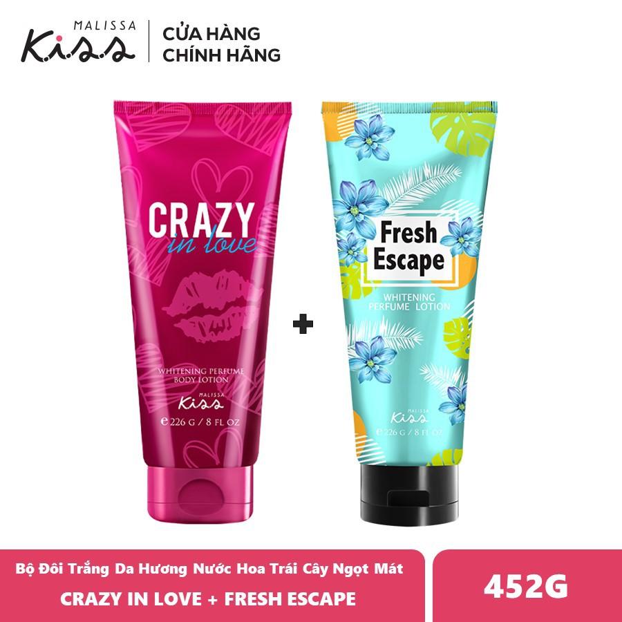 Bộ Đôi Dưỡng Thể Trắng Da Hương Nước Hoa Trái Cây Ngọt Mát Crazy + Fresh 452g