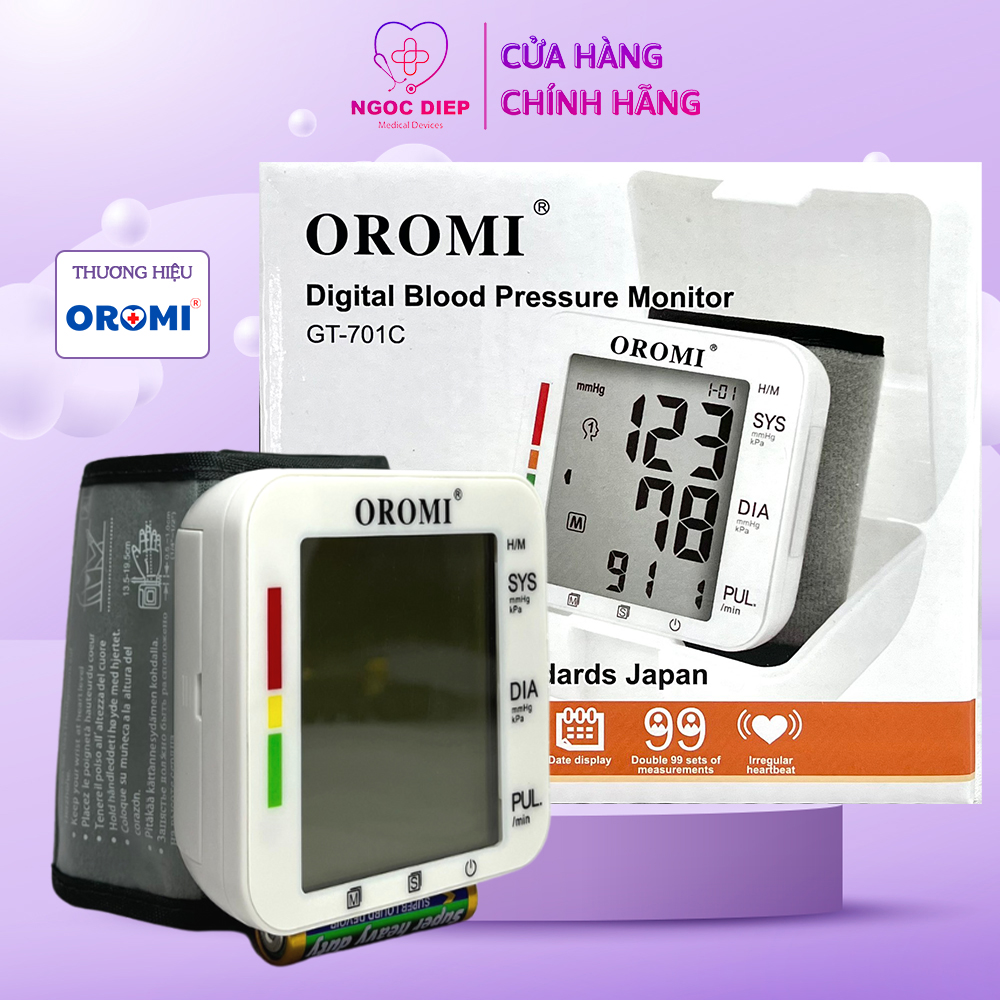 Máy đo huyết áp điện tử cổ tay OROMI GT-701C - Bảo hành chính hãng 3 năm