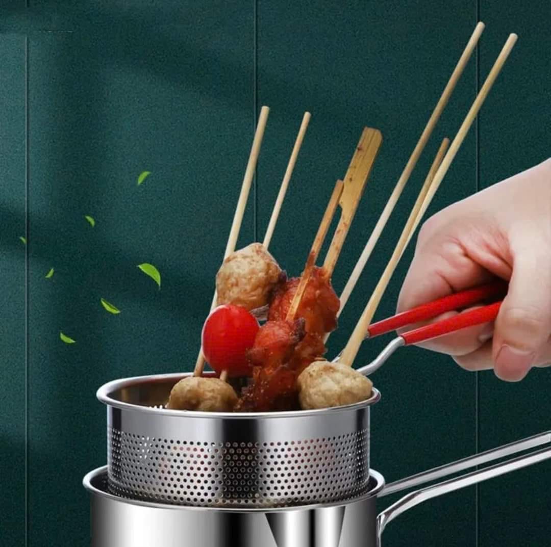 Nồi Chiên Ngập Dầu, Nồi Chiên Mini Siêu Tiết Kiệm Dầu Inox Sus304 Phù Hợp Với Bếp Điện, Từ, Gas, Tặng Kèm Rổ Chiên Dày Dặn - Hàng Chính Hãng