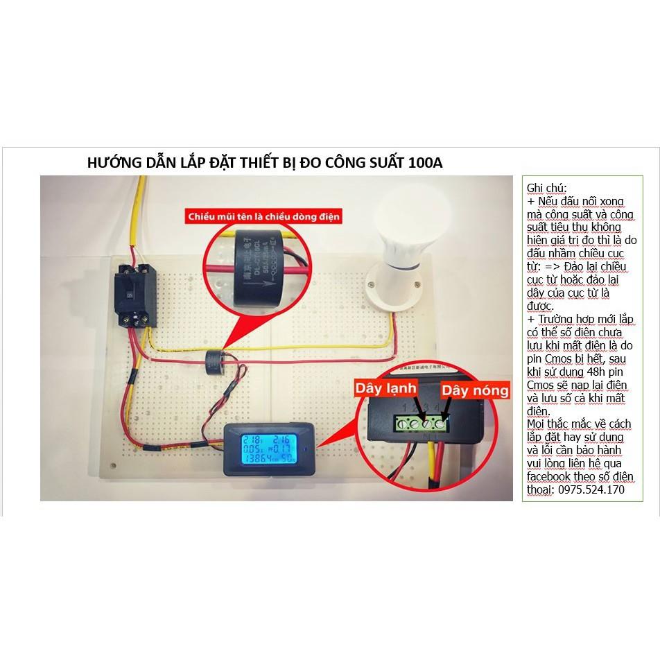 Công tơ - đồng hồ điện tử 6 thông số đo công suất, cường độ (100A