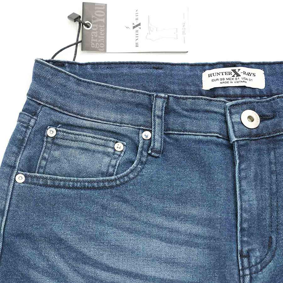 Quần Short Jeans Nam Cao Cấp HUNTER X-RAYS Form Slimfit Thun Màu Xanh S71