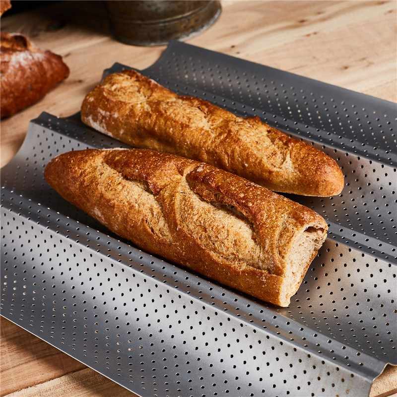 Khay Nướng Bánh Mì Baguette Lượn Sóng 3 Rãnh