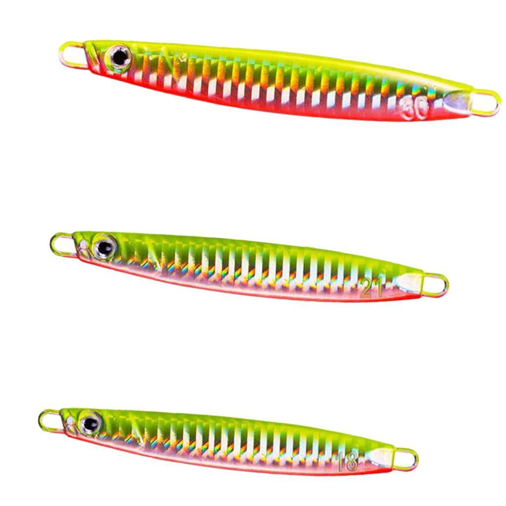 3 Pieces Metal Fishing Jig Baits 18g 21g 30g 3D Bionic Jigging Fishing Lures Fishing Tackle