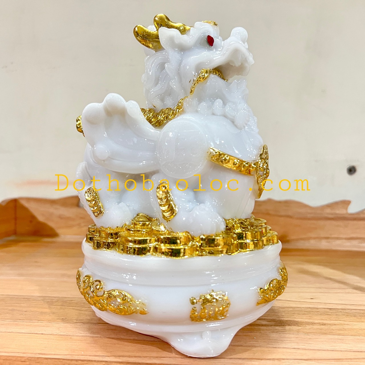 Combo Tượng Tỳ Hưu phong thủy và tượng thiềm thừ phong thủy để bàn thờ thần tài – Màu trắng cỡ trung