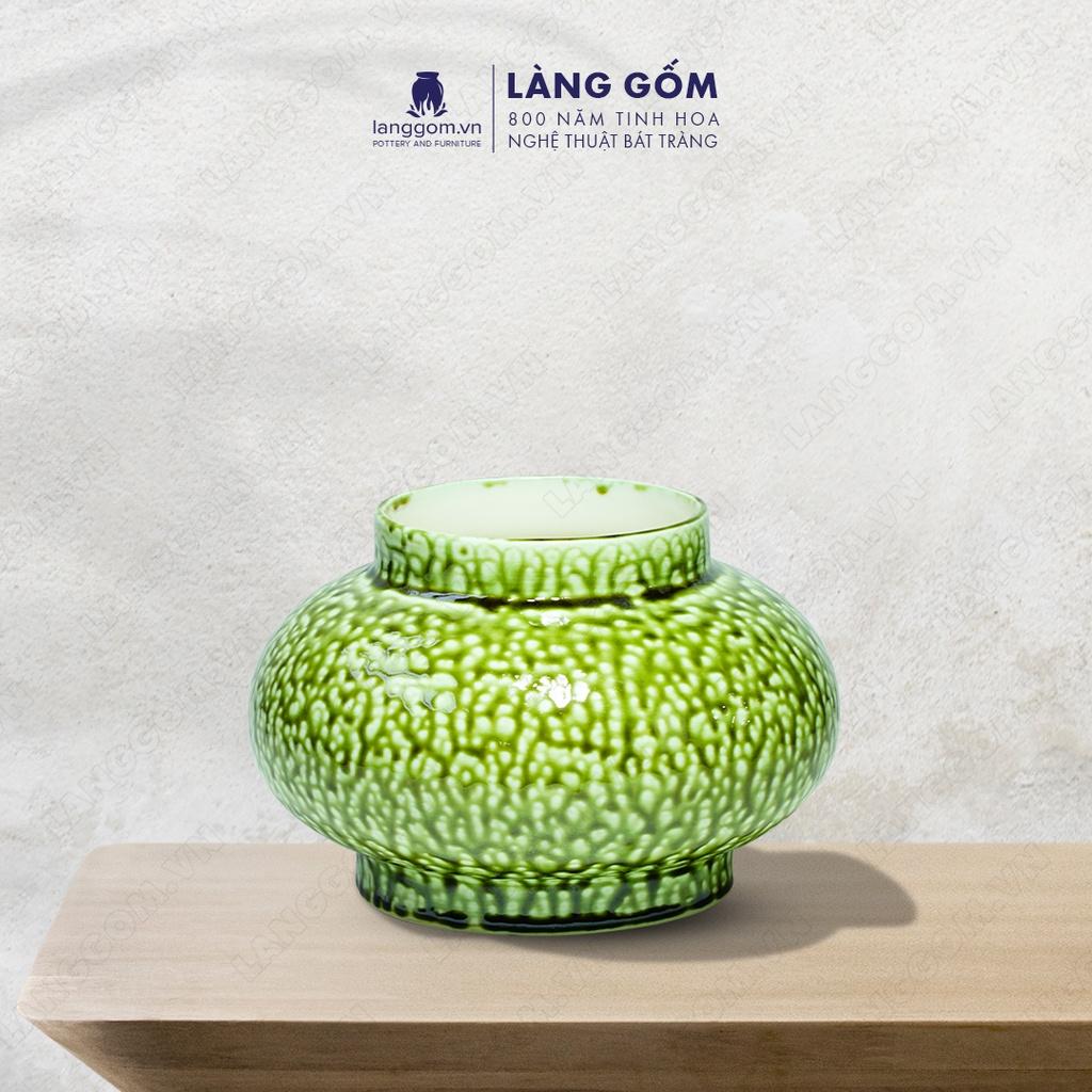 Bình hoa, lọ hoa Gốm sứ Bát Tràng cao cấp Men chảy lồng đèn thấp dùng làm quà tặng, trang trí - Làng Gốm Bát Tràng