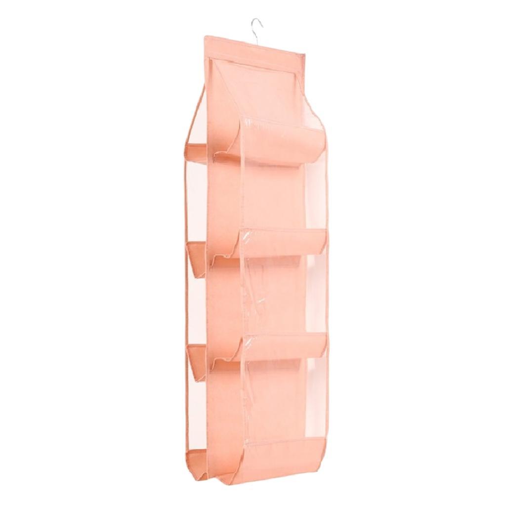 8 Storage Pockets Handbag Hanging Organizer Bag Collection Organizer Pink