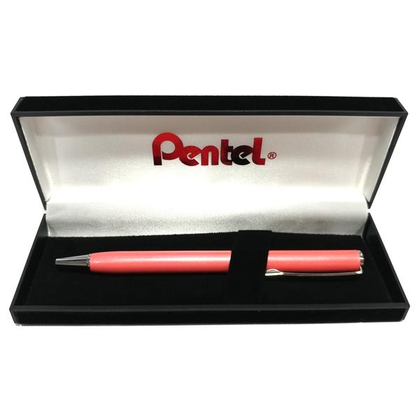 Bút Bi Kim Loại Nắp Vặn Pentel Cao Cấp Thân Hồng - Mực Xanh Pentel B811P-C