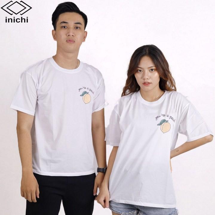 Áo thun INICHI unisex tay lỡ form rộng phong cách, in hình quả đào - IC649