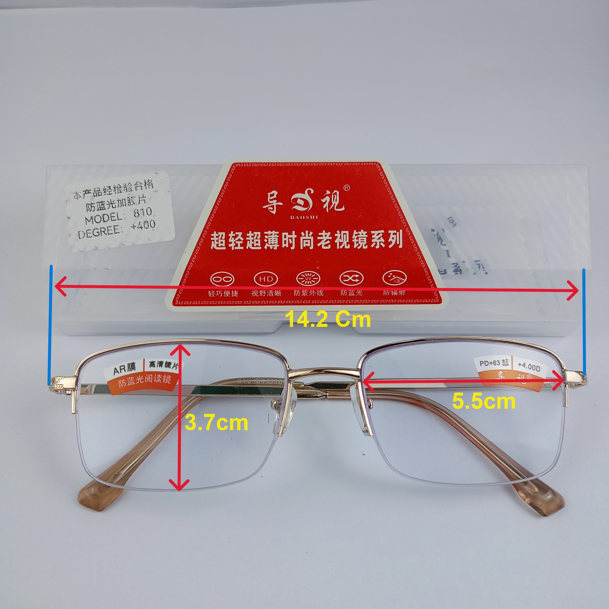Kính lão cao cấp phong cách nửa viền cước phom to