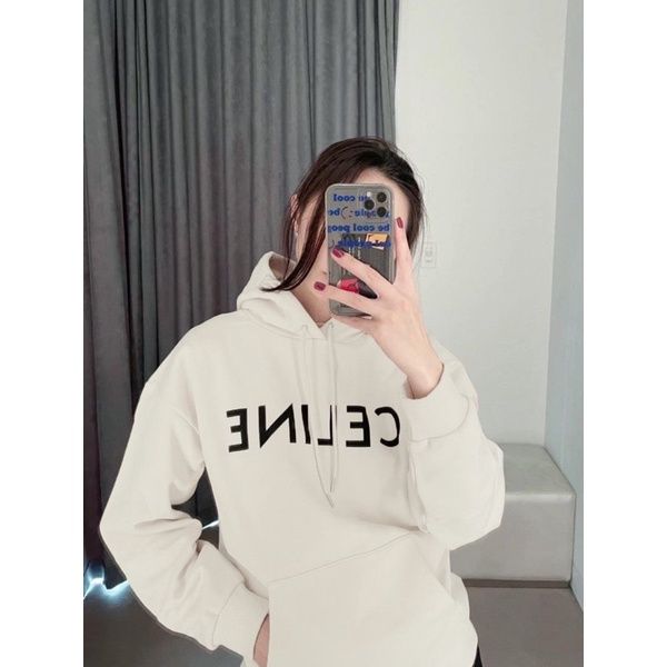 Áo hoodie nữ mũ liền màu kem ATN660