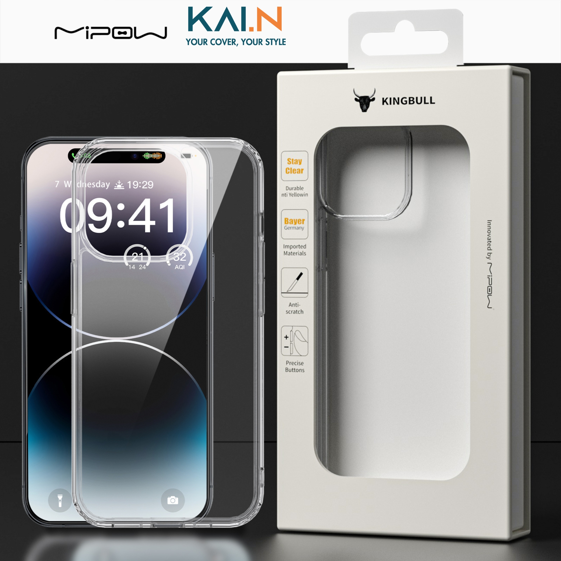 Ốp Lưng Case Trong Mipow Chống Ố Vàng Dành Cho iPhone 15 Pro Max / 15 Pro / 15 Plus / 15, MIPOW TEMPERED TRANSPARNET - HÀNG CHÍNH HÃNG