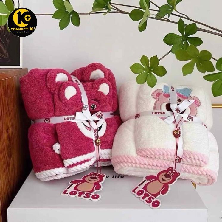 Set khăn tắm gấu dâu LOTSO siêu đáng yêu