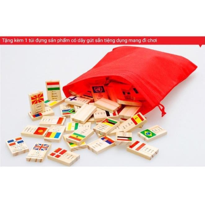 Bộ Đồ Chơi Gỗ Hình 100 Lá cờ các quốc gia -E14DC89
