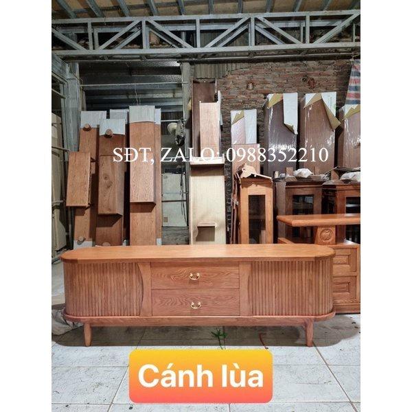 Kệ tivi cánh lùa gỗ sồi 1,8m