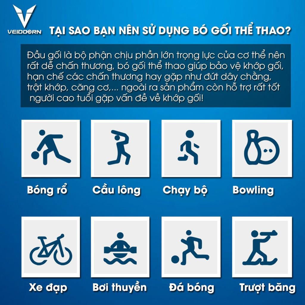 Bó gối thể thao VEIDOORN đai trợ lực bảo vệ đầu gối dùng trong bóng đá, bóng chuyền (VBG001) - AMBERVIETNAM