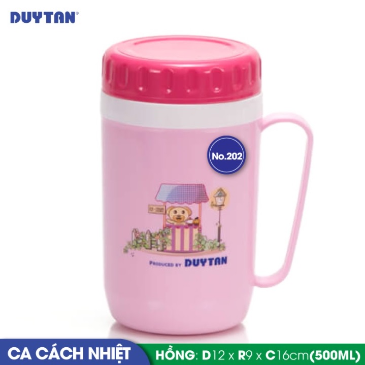 Ca cách nhiệt nhựa Duy Tân 500ml (12 x 9 x 16 cm) - 32024 - Giao màu ngẫu nhiên - Hàng chính hãng