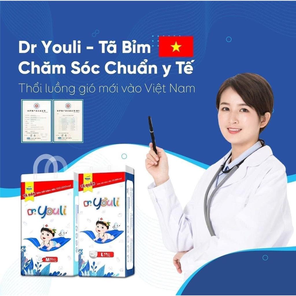 Tã Bỉm Dán Dr. YOULI Đai Chun Mềm Mại, Mỏng Nhẹ Siêu Thấm Hút Đủ Size S60/M52 Cho Bé Từ 4-11kg