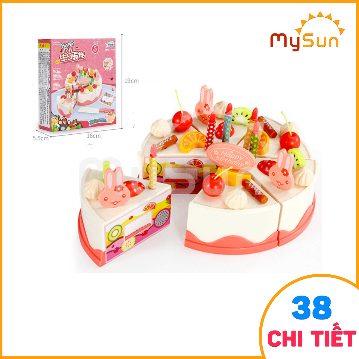 Đồ chơi TIỆC TRÀ cắt bánh kem sinh nhật có đèn cho bé gái bằng nhựa cao cấp – MySun