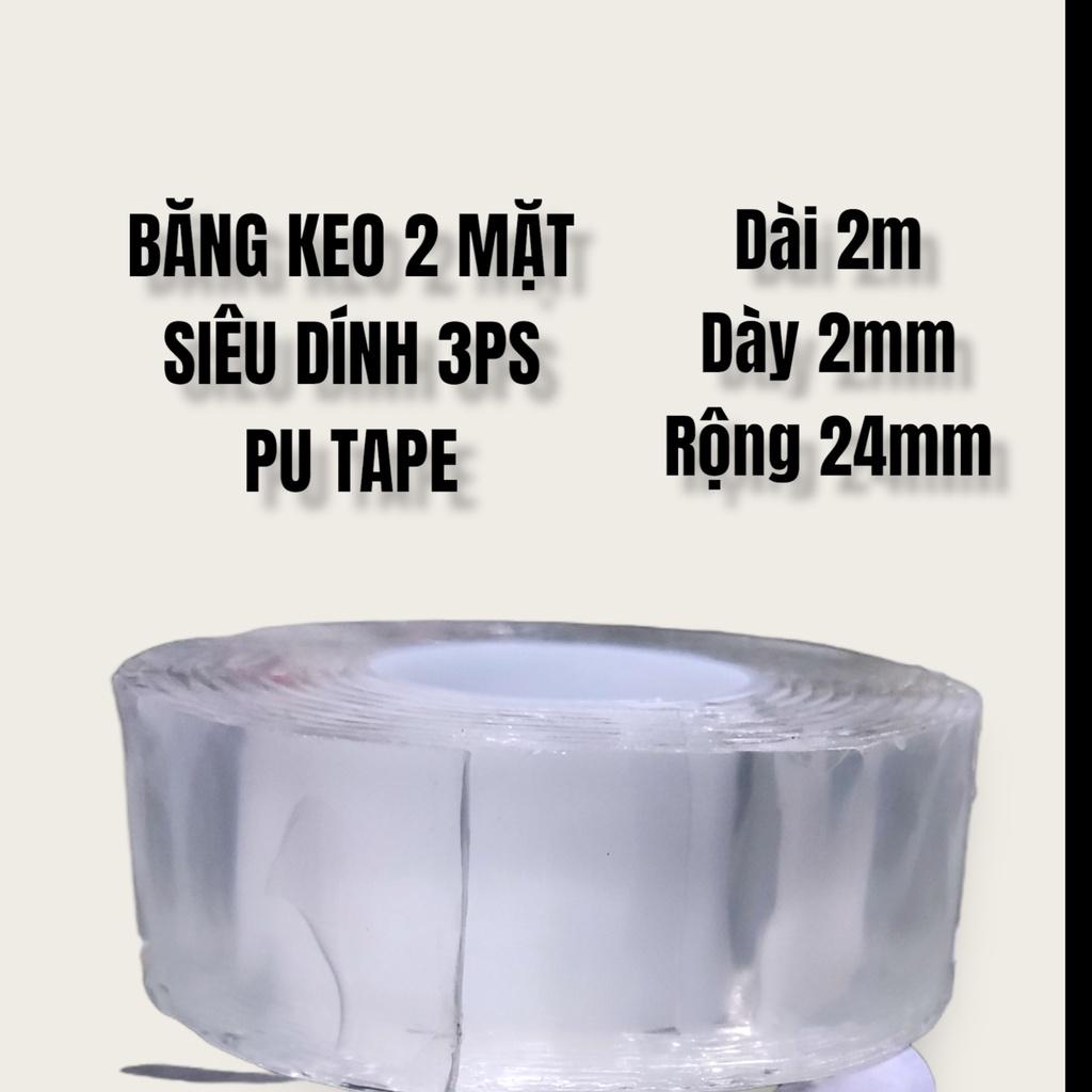 BĂNG KEO 2 MẶT ĐA NĂNG SIÊU DÍNH - MÀU TRONG SUỐT - 3PS - DÀI 2M