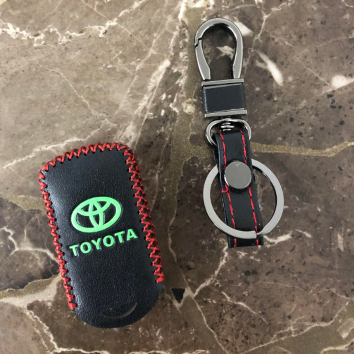 Bao da bọc chìa khóa da thật phản quang cao cấp Toyota