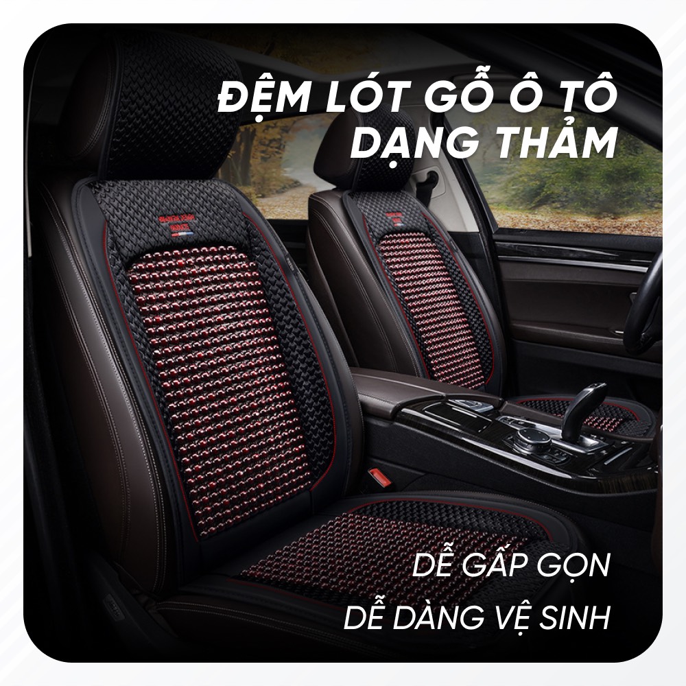 Thảm Lót Ghế Xe Ô Tô Massage Hạt Gỗ - Lót Ghế Xe Hơi Êm Ái Thoáng Mát Chống Nóng Chống Trượt