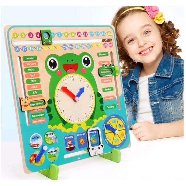 Đồ chơi đồng hồ con ếch bằng gỗ - Giúp bé học tốt tiếng Anh