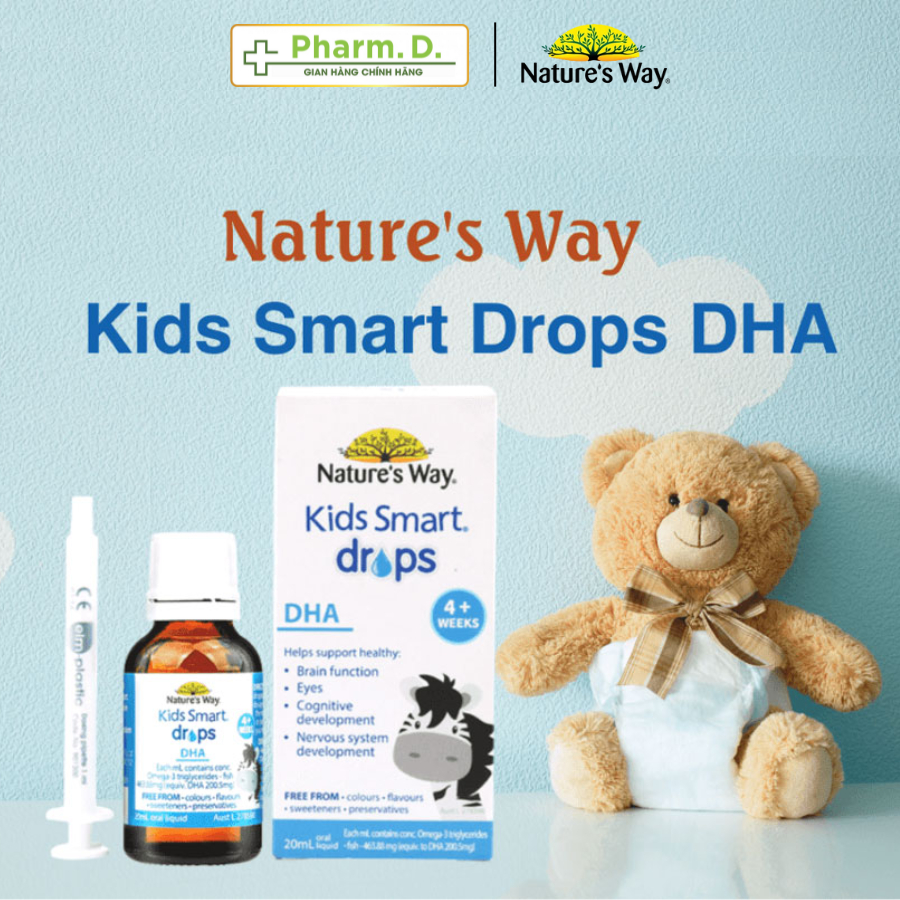 Siro Dinh Dưỡng NATURE'S WAY Kids Smart Drops DHA Bổ Sung DHA, EPA Cho Trẻ Em (20ml)