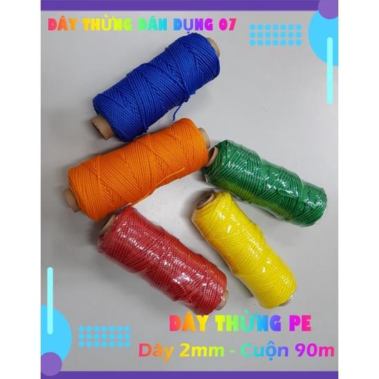 Dây thừng trang trí PE, HDPE 2mm nhiều màu . trang trí nhà cửa, làm đồ handmade, vòng đeo tay