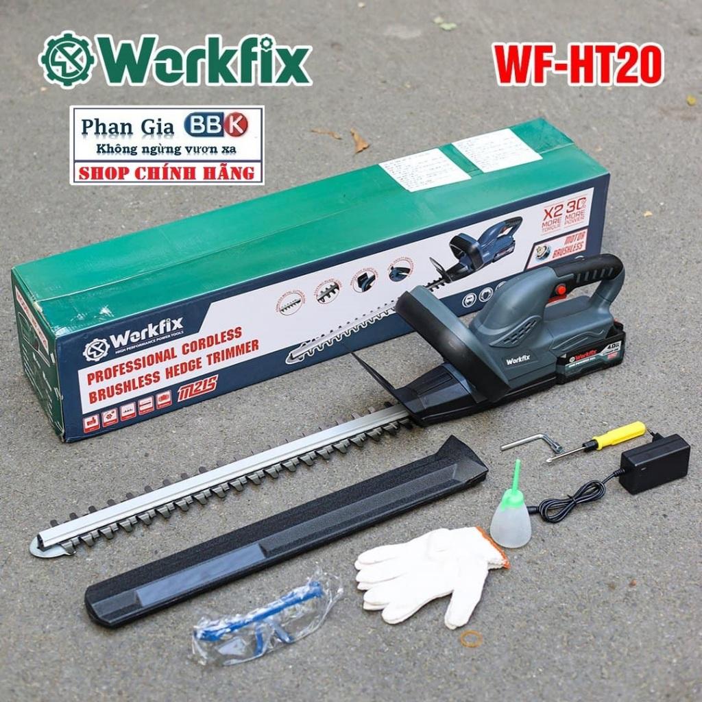 Máy cắt tỉa cây cảnh, hàng rào WORKFIX - Sủ dụng chận pin phổ thông makita-Động cơ từ không than cực khỏe