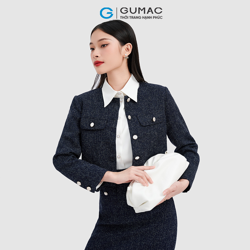 Áo khoác lửng GUMAC AC10057 nắp túi đính nút
