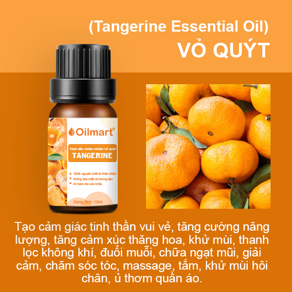 Tinh Dầu Thiên Nhiên Vỏ Quýt Oilmart Tangerine Essential Oil 15ml