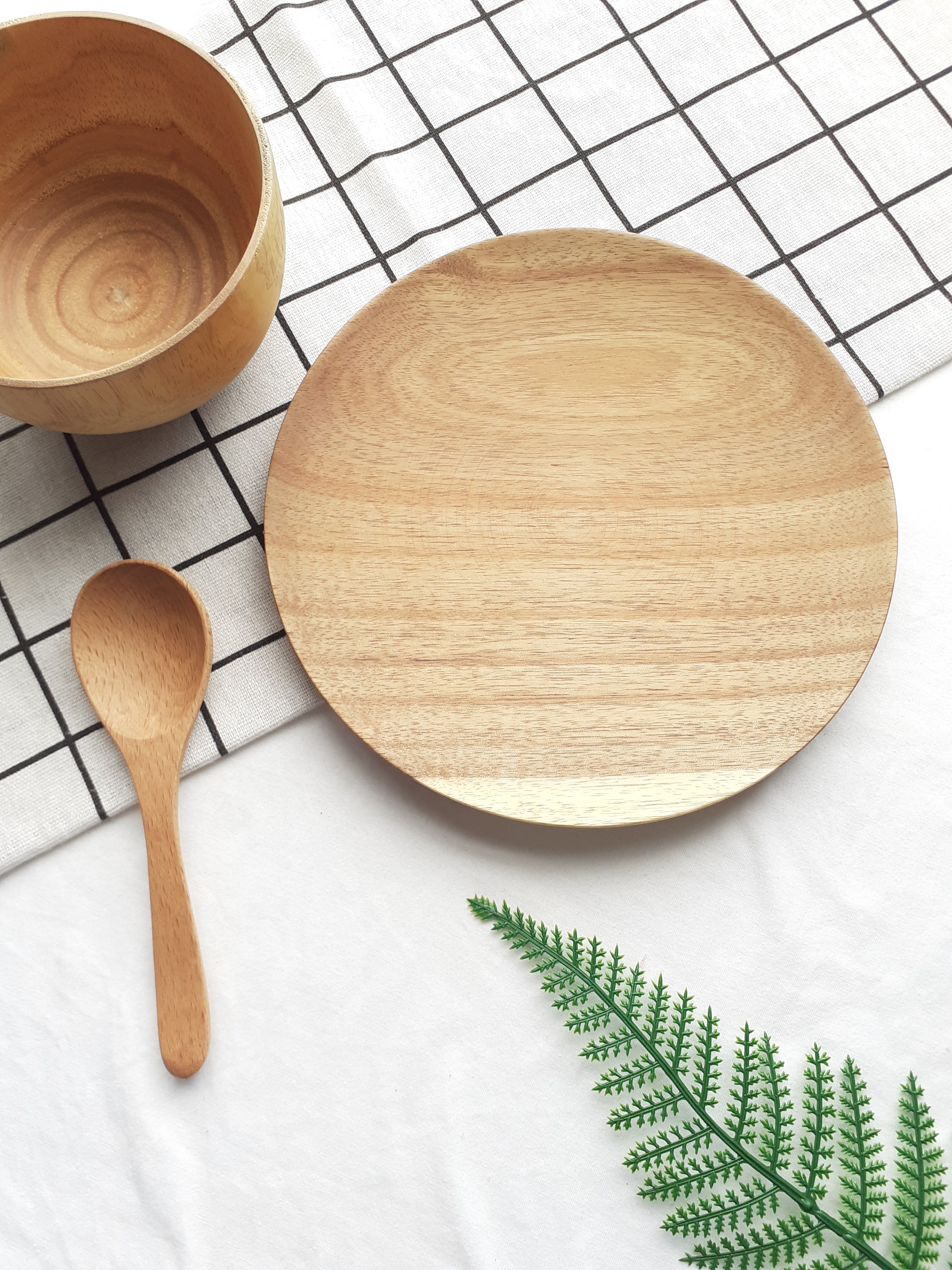 Khay, đĩa gỗ keo tròn 20 cm đựng bát, hoa quả, đồ ăn