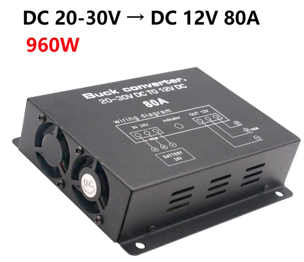 Bộ đổi nguồn DC24V sang DC12V 80A Sử dụng cho các bộ sạc, dàn âm thanh, camera, định vị, đèn LED chiếu sáng