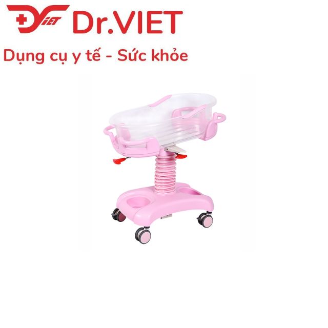 GIƯỜNG SƠ SINH (Xe Nôi Em bé ) TJM- XN01 - Bốn bánh nhỏ linh hoạt, có thể được điều chỉnh bởi hệ thống lò xo khí.