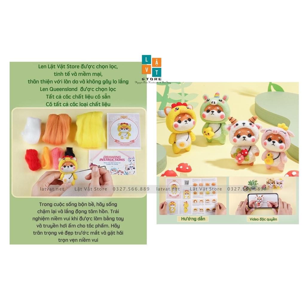Bộ len chọc Tân Binh Shiba 12 con giáp, có hướng dẫn, quà tặng handmade ý nghĩa - Needle felting