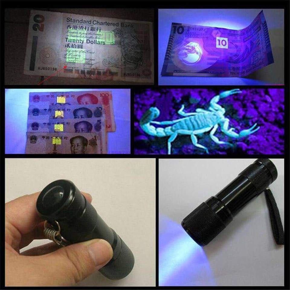 Đèn soi tiền gia, đèn LED UV 9 bóng, đèn soi giấy tờ, cà vẹt, bằng lái xe, vé số, sấy keo