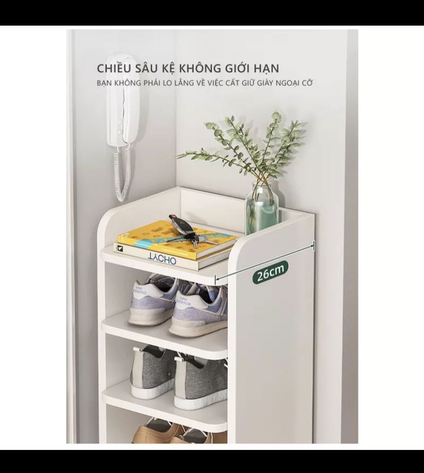 Kệ giày gỗ - kệ giày đa năng 7 TẦNG TRẮNG