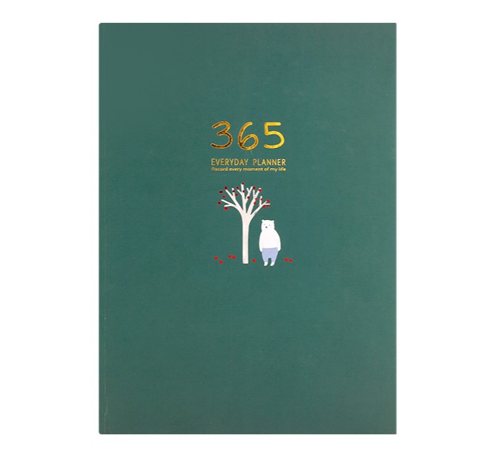 Sổ Tay Kế Hoạch 365 Ngày Cao Cấp, Tất Cả Các Trang In Màu, Chất Giấy Dày Dặn, Họa Tiết Dễ Thương - Nhiều Màu Sắc Để Chọn Lựa - Sổ Tay Chính Hãng Vinbuy - Xanh Lá Đậm