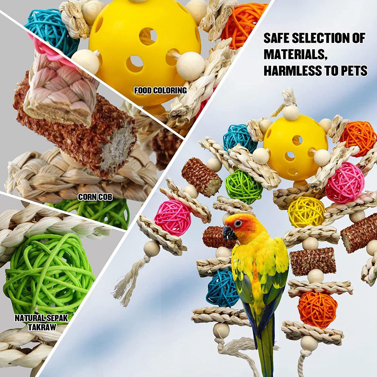 Bird Swing Chewing Bite Encourages Foot Exercise Parrots Cage Hanging Toys