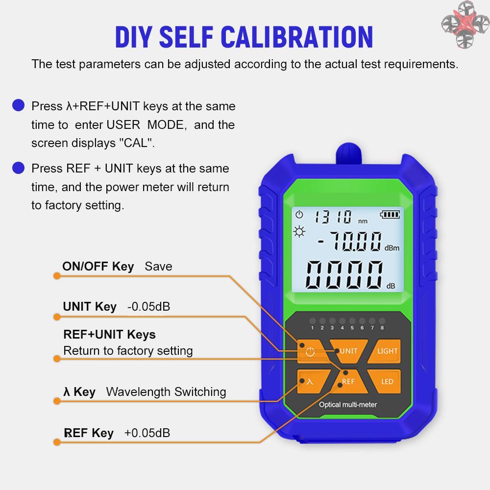 Handheld Optical Power Meter -70~+3dBm Mini Optical Power Tester Portable Digital Light Power Meter with 7 Optional Optic Wavelength