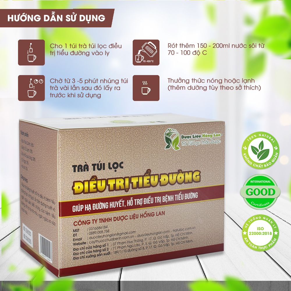 Trà Túi Lọc Hỗ trợ điều trị Tiểu Đường 60g Dược Liệu Hồng Lan