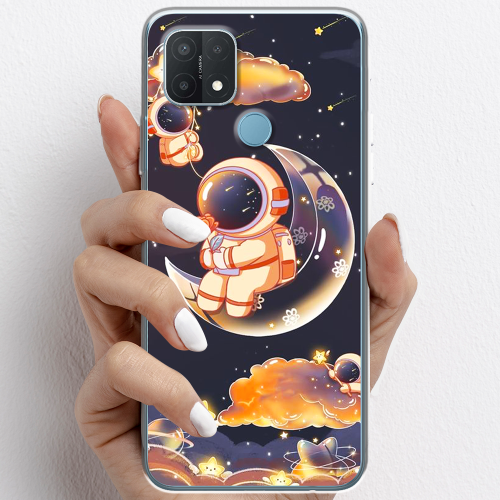 Ốp lưng cho Oppo A15, Oppo A15s nhựa TPU mẫu Phi hành gia thủy tinh