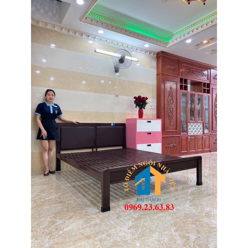 Giường sắt kiểu gỗ nhiều mẫu 1m6x2m
